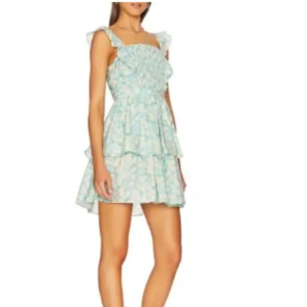BCBGeneration Retro Daisy Floral Mini dress blue white - L